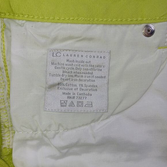 Lauren Conrad Cutoff Denim Jean Shorts Women Sz 10 Lime 3" Mid Rise Distressed - Picture 11 of 11